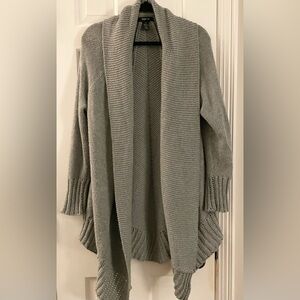 Womens Style & Co Gray Knit Hi Lo Shark Bite Open Front Knit Cardigan Sweater XL